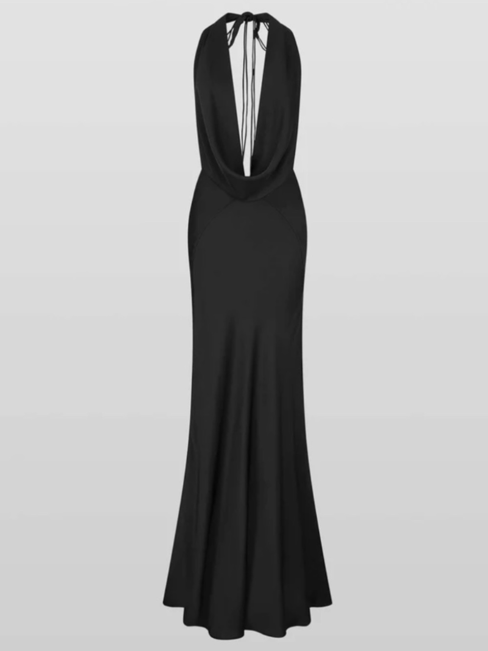 Rat & Boa “Donyale” Black Halter Draped Maxi Dress, XS